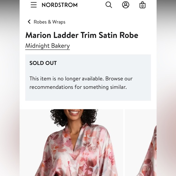 Marion Print Ladder Trim Satin Robe - Picture 10 of 10